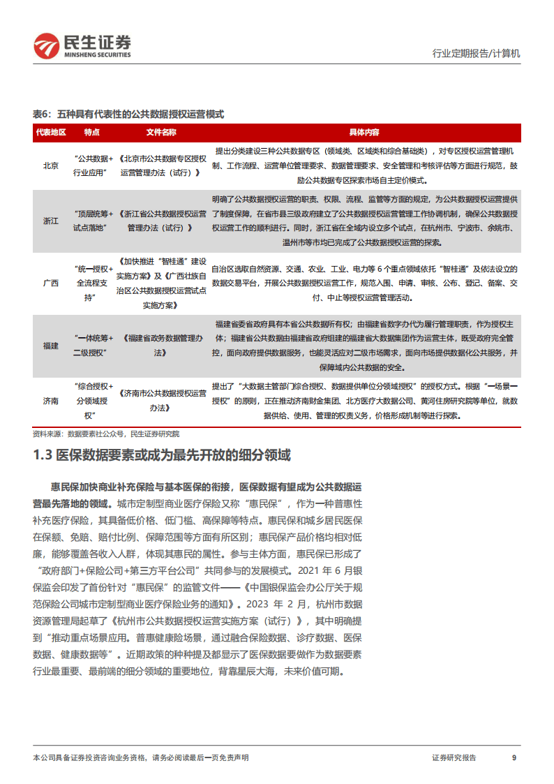 民生证券-医保数据要素：计算机“牛市利刃”的明星